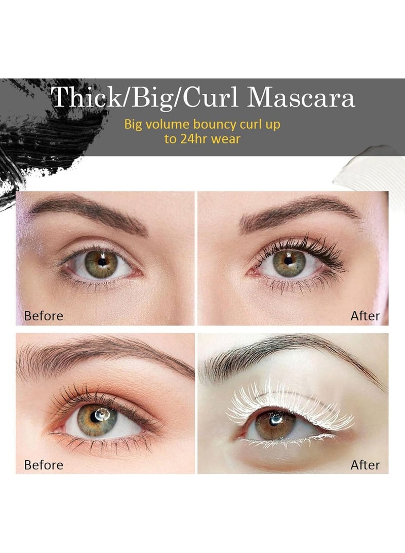 White Mascara Waterproof,5D Silk Fiber Eyelash Volume with Soft Brush - Lash Sensational Volumizing No Smudge Mascara - Extra Long Thick & Voluminous Lash Mascara for Eye Makeup - Image 3